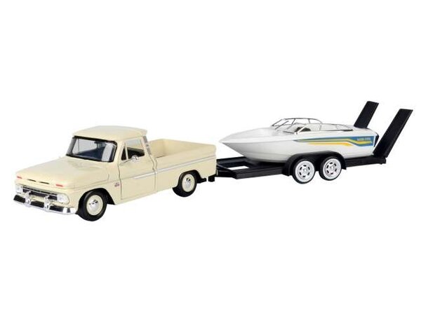 Chevrolet Chevrolet C10 Fleetside Pick-Up 1966 + Speed Boat + Trailer - 1:24 - Motor Max