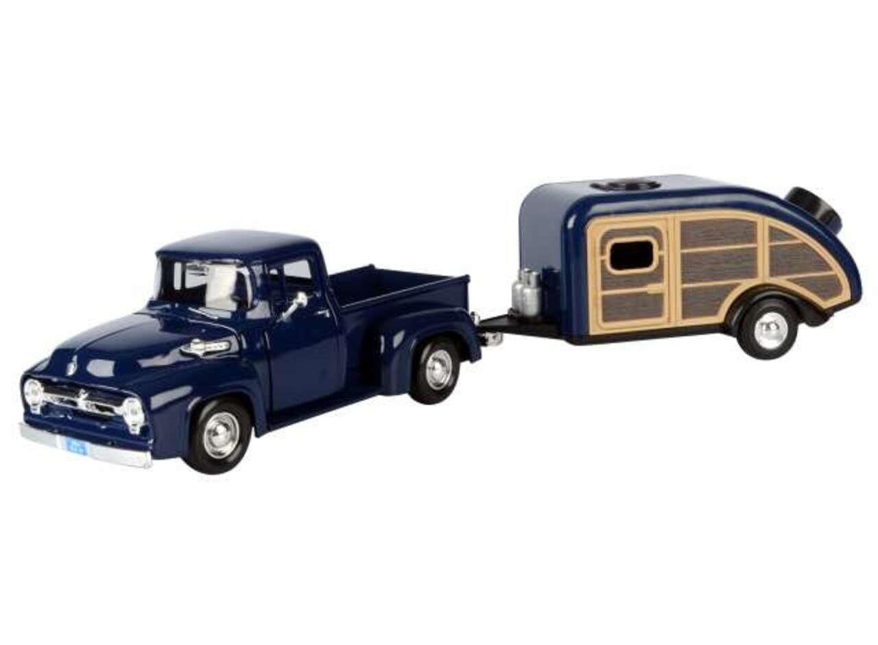 Ford Ford F-100 Pick-Up 1956 + House Trailer - 1:24 - Motor Max Ford Ford F-100 Pick-Up 1956 + House Trailer - 1:24 - Motor Max