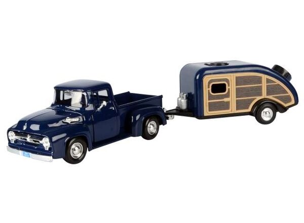 Ford Ford F-100 Pick-Up 1956 + House Trailer - 1:24 - Motor Max Ford Ford F-100 Pick-Up 1956 + House Trailer - 1:24 - Motor Max
