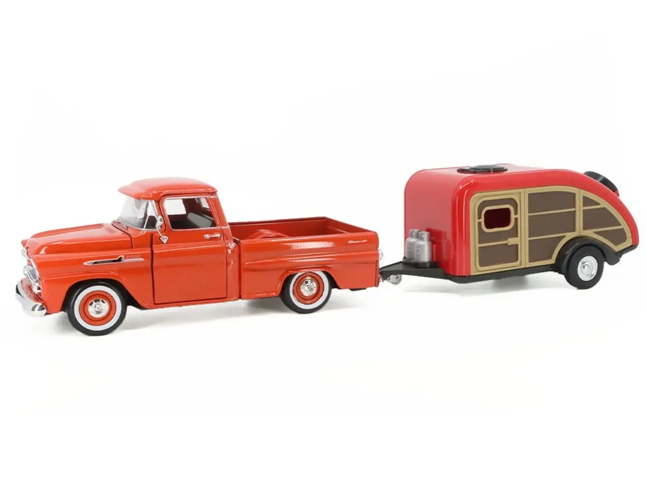 Chevrolet Chevrolet Apache Fleetside Pick-Up 1958 + Caravan - 1:24 - Motor Max