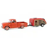 Chevrolet Chevrolet Apache Fleetside Pick-Up 1958 + Caravan - 1:24 - Motor Max Chevrolet Chevrolet Apache Fleetside Pick-Up 1958 + Caravan - 1:24 - Motor Max