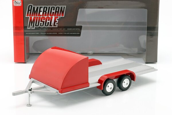 Four Wheel Open Car Hauler - 1:18 - Auto World