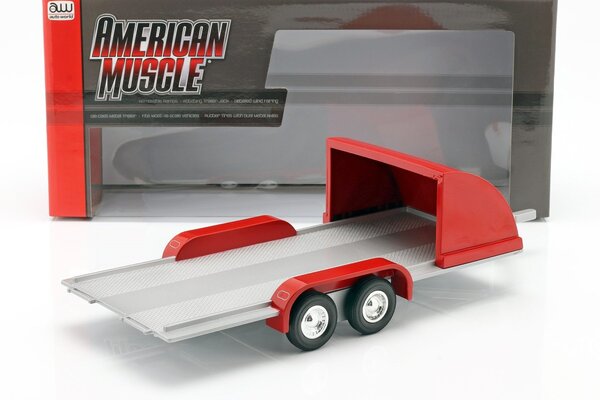 Four Wheel Open Car Hauler - 1:18 - Auto World