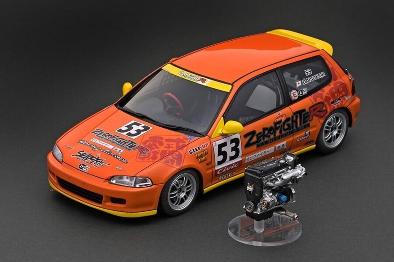 Honda Honda Civic (EG6) #53 'Zero Fighter' + VTEC (B16A) Engine - 1:18 - Ignition Model