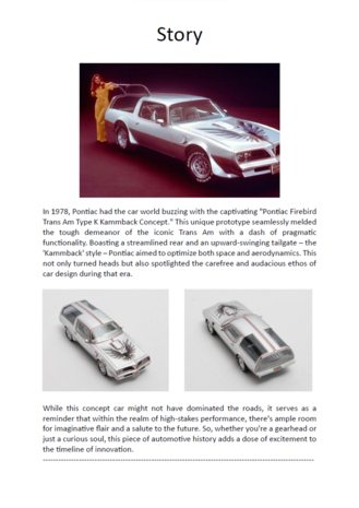 Pontiac Pontiac Firebird Trans Am Type K Kammback Concept Car 1978  - 1:43 - Matrix Scale Models