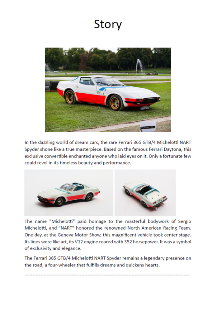 Ferrari Ferrari 365 GTB/4 North American Racing Team Spider Open Michelotti Press Presentation Geneva 1974 - 1:43 - Matrix Scale Models Ferrari Ferrari 365 GTB/4 North American Racing Team Spider Open Michelotti Press Presentation Geneva 1974 - 1:43 - Matrix Scale Models