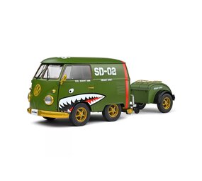 Volkswagen Volkswagen T1 Van Kool Combi + Trailer 'Army Fighter' 1950 - 1:18 - Solido Volkswagen Volkswagen T1 Van Kool Combi + Trailer 'Army Fighter' 1950 - 1:18 - Solido