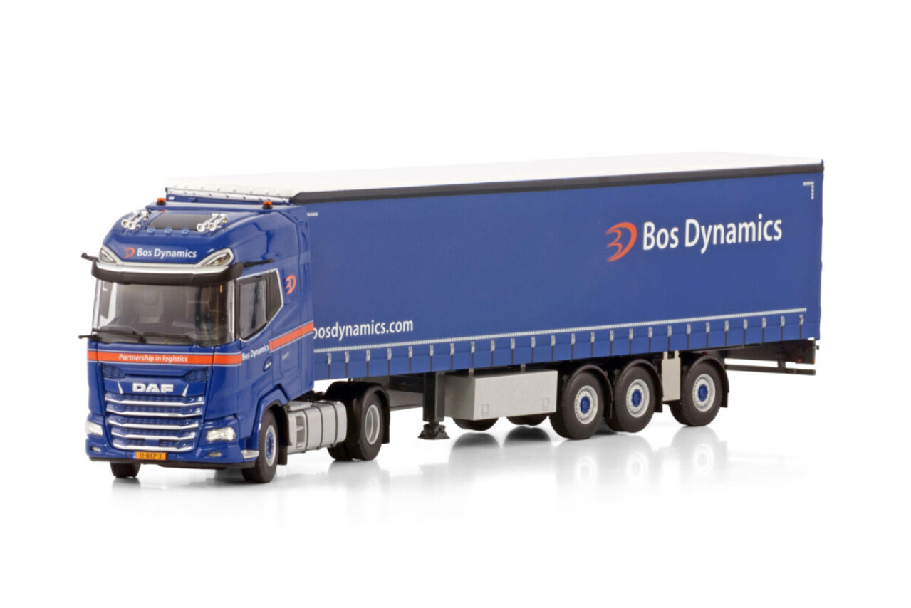 Daf DAF XG+ 4x2 + Tridec Curtainside Semitrailer 3 Axle 'Bos Dynamics' - 1:50 - WSI Models Daf DAF XG+ 4x2 + Tridec Curtainside Semitrailer 3 Axle 'Bos Dynamics' - 1:50 - WSI Models