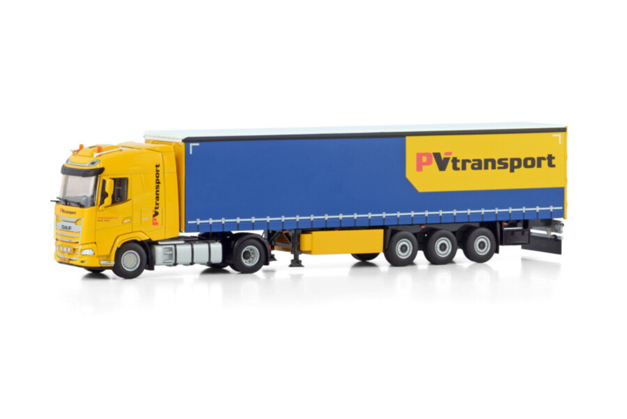 Daf DAF XG 4x2 + Curtainside Semitrailer 3 Axle 'PV Transport'  - 1:50 - WSI Models Daf DAF XG 4x2 + Curtainside Semitrailer 3 Axle 'PV Transport'  - 1:50 - WSI Models