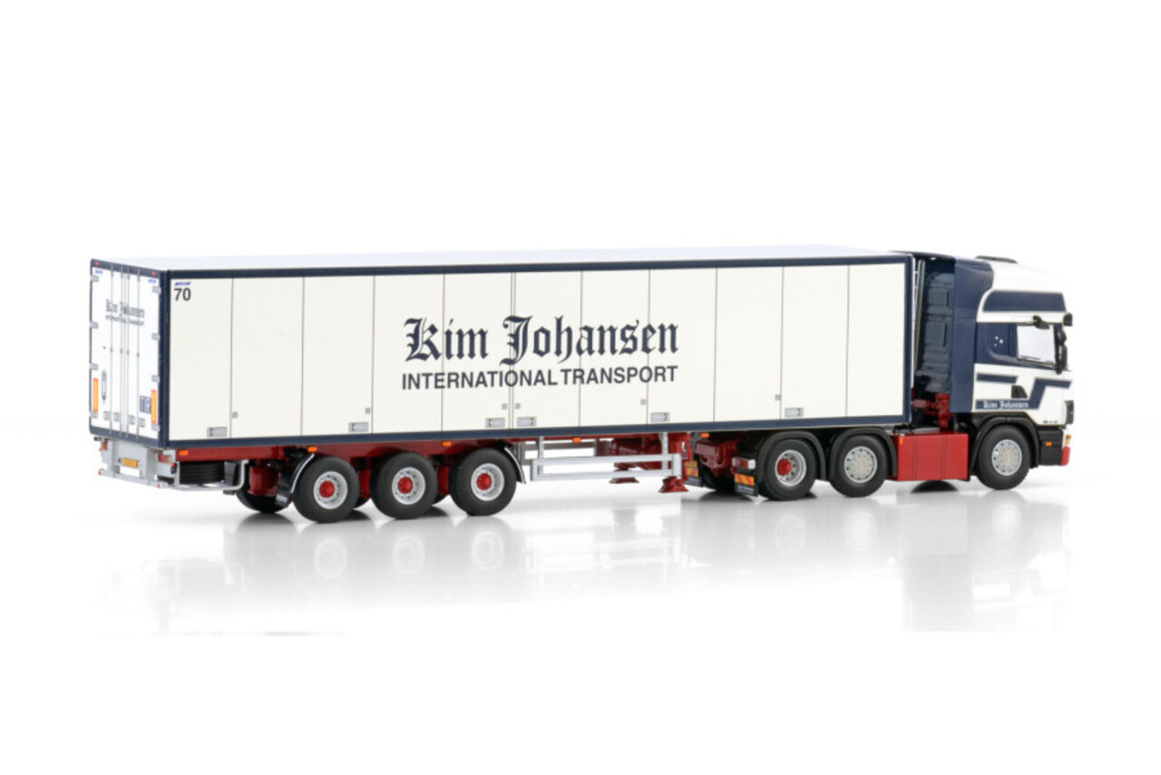Scania Scania 4 Series Topline 6x2 Twin Steer + Reefer Semitrailer 3 Axle 'Kim Johansen'  - 1:50 - WSI Models Scania Scania 4 Series Topline 6x2 Twin Steer + Reefer Semitrailer 3 Axle 'Kim Johansen'  - 1:50 - WSI Models