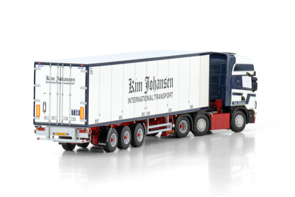 Scania Scania 4 Series Topline 6x2 Twin Steer + Reefer Semitrailer 3 Axle 'Kim Johansen'  - 1:50 - WSI Models Scania Scania 4 Series Topline 6x2 Twin Steer + Reefer Semitrailer 3 Axle 'Kim Johansen'  - 1:50 - WSI Models