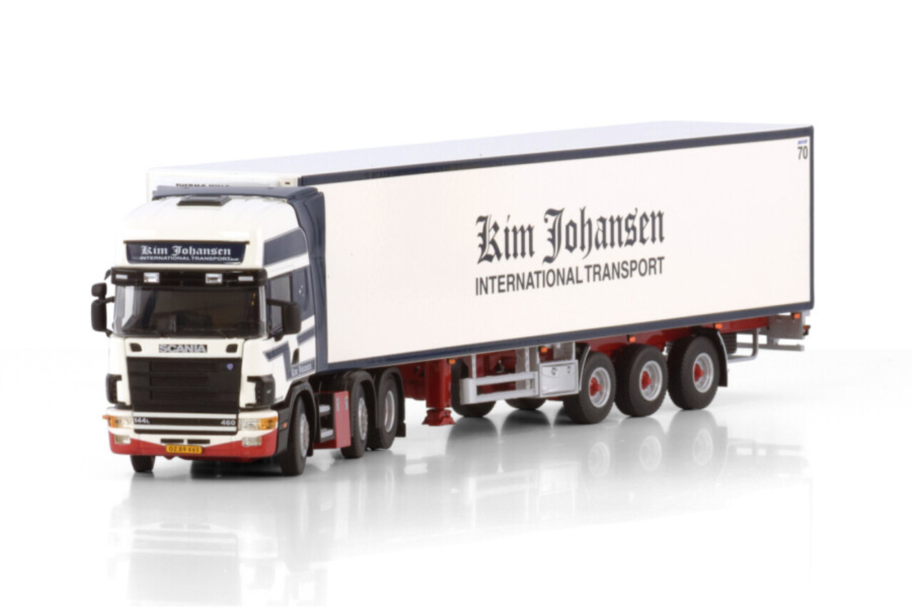 Scania Scania 4 Series Topline 6x2 Twin Steer + Reefer Semitrailer 3 Axle 'Kim Johansen'  - 1:50 - WSI Models Scania Scania 4 Series Topline 6x2 Twin Steer + Reefer Semitrailer 3 Axle 'Kim Johansen'  - 1:50 - WSI Models