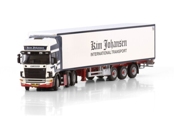 Scania Scania 4 Series Topline 6x2 Twin Steer + Reefer Semitrailer 3 Axle 'Kim Johansen'  - 1:50 - WSI Models Scania Scania 4 Series Topline 6x2 Twin Steer + Reefer Semitrailer 3 Axle 'Kim Johansen'  - 1:50 - WSI Models