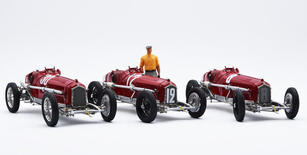 Formule 1 Alfa Romeo F1 P3 #8/#12/ #30 Winner  Set GP France 1932 + Figure Tazio Nuvolari - 1:18 - CMC