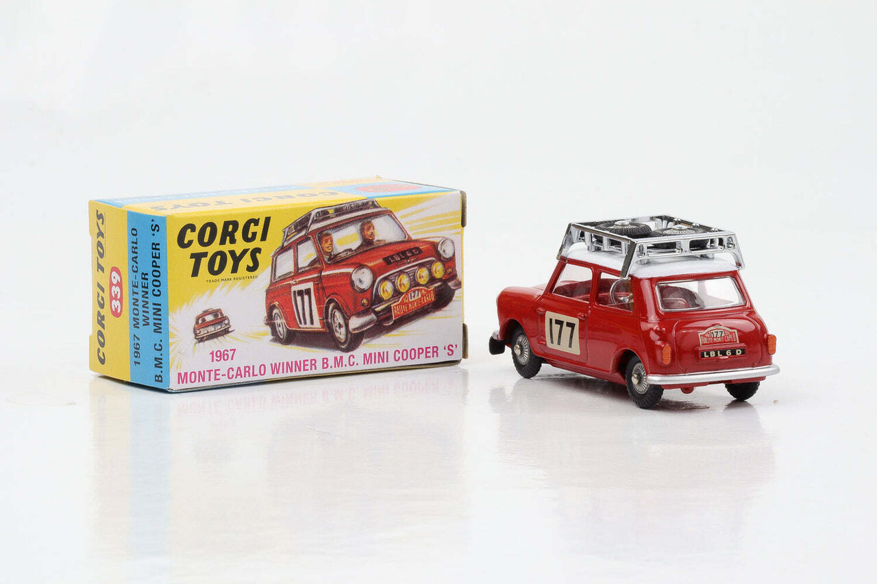 Mini Mini Cooper S #117 + Roof Rack + 2 Spare Tires Winner Rally Monte Carlo 1967 - 1:43 - Corgi Mini Mini Cooper S #117 + Roof Rack + 2 Spare Tires Winner Rally Monte Carlo 1967 - 1:43 - Corgi
