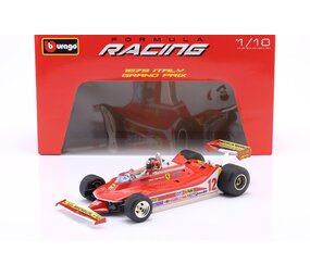 Formule 1 Ferrari F1 312T4 #12 Winner GP Watkins Glen USA (G.Villeneuve)) + Pilot Figure + Rain Wheels - 1:18 - Bburago Formule 1 Ferrari F1 312T4 #12 Winner GP Watkins Glen USA (G.Villeneuve)) + Pilot Figure + Rain Wheels - 1:18 - Bburago