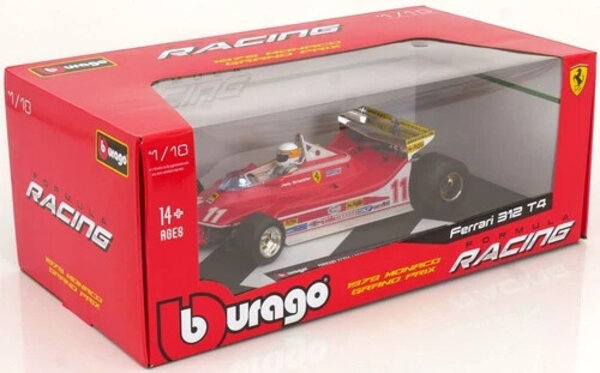 Formule 1 Ferrari F1 312T4 Short Tail #11 Winner GP Monaco 1979 World Champion (J.Scheckter) + Pilot Figure -1:18 - Bburago Formule 1 Ferrari F1 312T4 Short Tail #11 Winner GP Monaco 1979 World Champion (J.Scheckter) + Pilot Figure -1:18 - Bburago