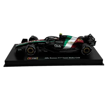 Formule 1 Alfa Romeo C43 #24 Team Stake GP Monza 2023 (G.Zhou) + Pilot + Showcase  - 1:43 - Bburago Formule 1 Alfa Romeo C43 #24 Team Stake GP Monza 2023 (G.Zhou) + Pilot + Showcase  - 1:43 - Bburago