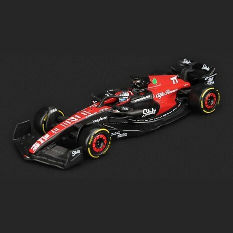 Formule 1 Alfa Romeo C43 #77 Team Stake GP Monza 2023 (V.Bottas) + Pilot + Showcase  - 1:43 - Bburago Formule 1 Alfa Romeo C43 #77 Team Stake GP Monza 2023 (V.Bottas) + Pilot + Showcase  - 1:43 - Bburago