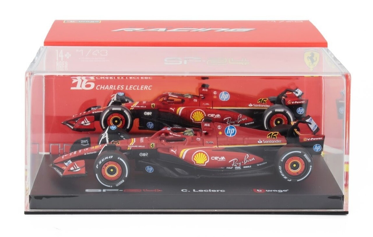 Formule 1 Ferrari F1-75 #16 Team Scuderia Ferrari Winner GP Monza 2024 + Pilot + Showcase (C.Leclerc) - 1:43 - Bburago
