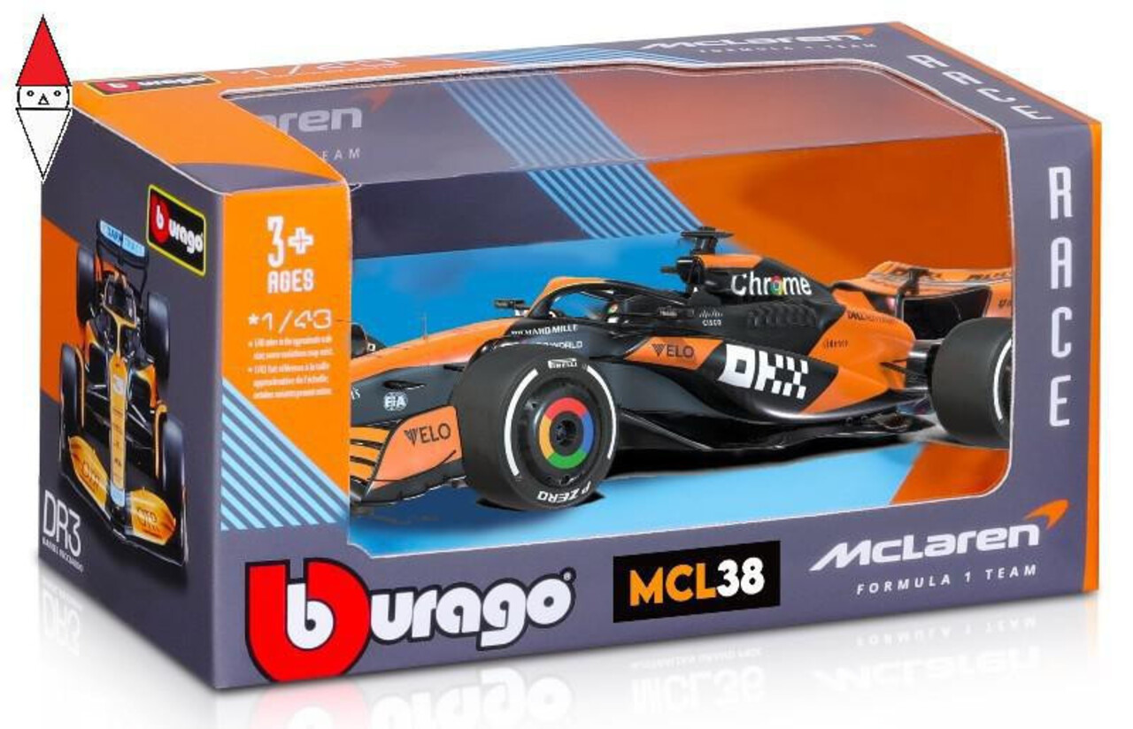 Formule 1 McLaren F1 MCL38  Team McLaren #81 GP Miami 2024 (O.Piastri) + Pilot + Showcase  - 1:43 - Bburago Formule 1 McLaren F1 MCL38  Team McLaren #81 GP Miami 2024 (O.Piastri) + Pilot + Showcase  - 1:43 - Bburago