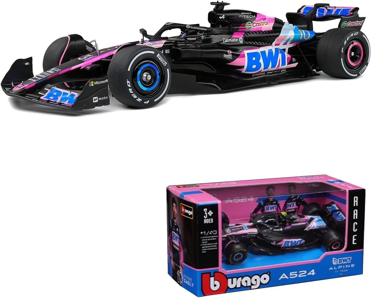 Formule 1 Alpine F1 A524 #10 Team BWT Alpine Season 2024  (P. Gasly)  - 1:43 - Bburago Formule 1 Alpine F1 A524 #10 Team BWT Alpine Season 2024  (P. Gasly)  - 1:43 - Bburago