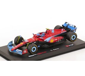 Formule 1 Ferrari F1-75 #55 Team Scuderia Ferrari 5th GP Miami 2024 + Pilot + Showcase (C.Sainz) - 1:43 - Bburago Formule 1 Ferrari F1-75 #55 Team Scuderia Ferrari 5th GP Miami 2024 + Pilot + Showcase (C.Sainz) - 1:43 - Bburago