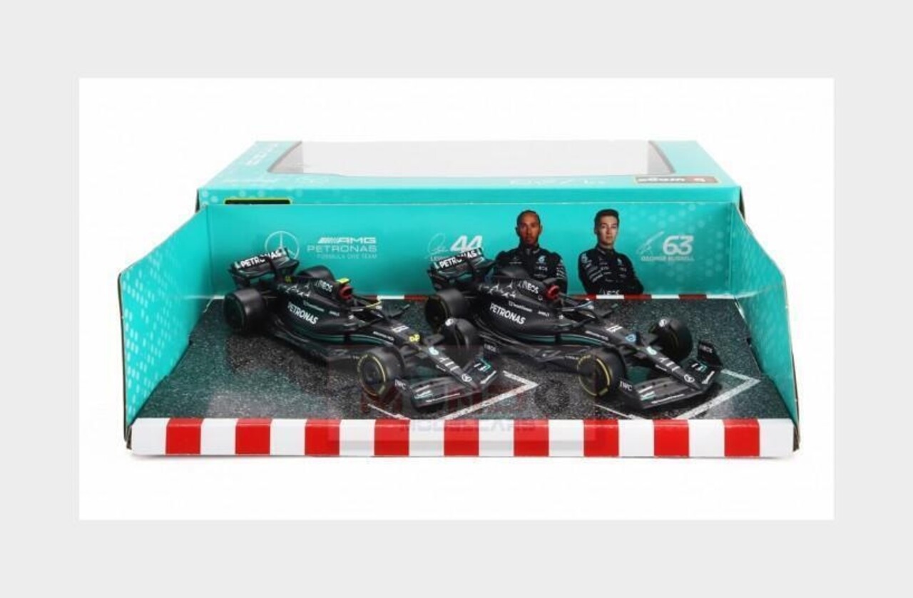 Formule 1 Mercedes-Benz F1  2X W14  Team AMG Petronas Season 2023 (L.Hamilton) + #63 Season 2023 (G.Russell) - 1:43 - Bburago