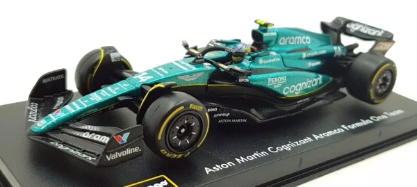 Formule 1 Aston Martin AMR23 #14 Team Aramco Cognizant Season 2023 (F.Alonzo) + Pilot + Showcase - 1:43 - Bburago Formule 1 Aston Martin AMR23 #14 Team Aramco Cognizant Season 2023 (F.Alonzo) + Pilot + Showcase - 1:43 - Bburago