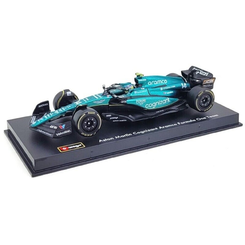 Formule 1 Aston Martin AMR23 #14 Team Aramco Cognizant Season 2023 (F.Alonzo) + Pilot + Showcase - 1:43 - Bburago Formule 1 Aston Martin AMR23 #14 Team Aramco Cognizant Season 2023 (F.Alonzo) + Pilot + Showcase - 1:43 - Bburago