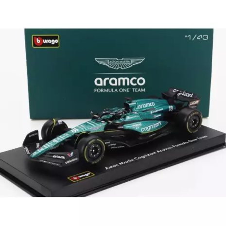 Formule 1 Aston Martin AMR23 #18 Team Aramco Cognizant Season 2023 (L.Stroll) + Pilot + Showcase - 1:43 - Bburago Formule 1 Aston Martin AMR23 #18 Team Aramco Cognizant Season 2023 (L.Stroll) + Pilot + Showcase - 1:43 - Bburago