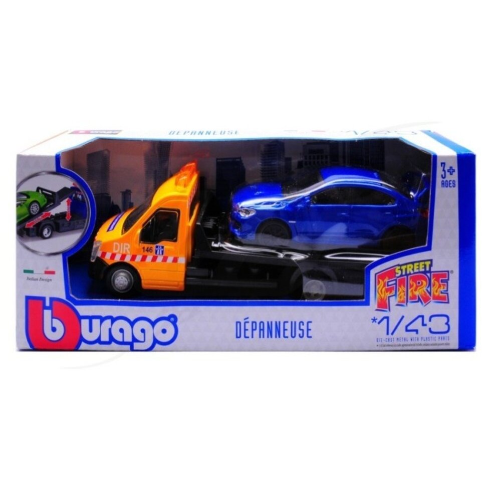 Car Transporter Flatbed Car Transporter + Subaru Impreza - 1:43 - Bburago Car Transporter Flatbed Car Transporter + Subaru Impreza - 1:43 - Bburago
