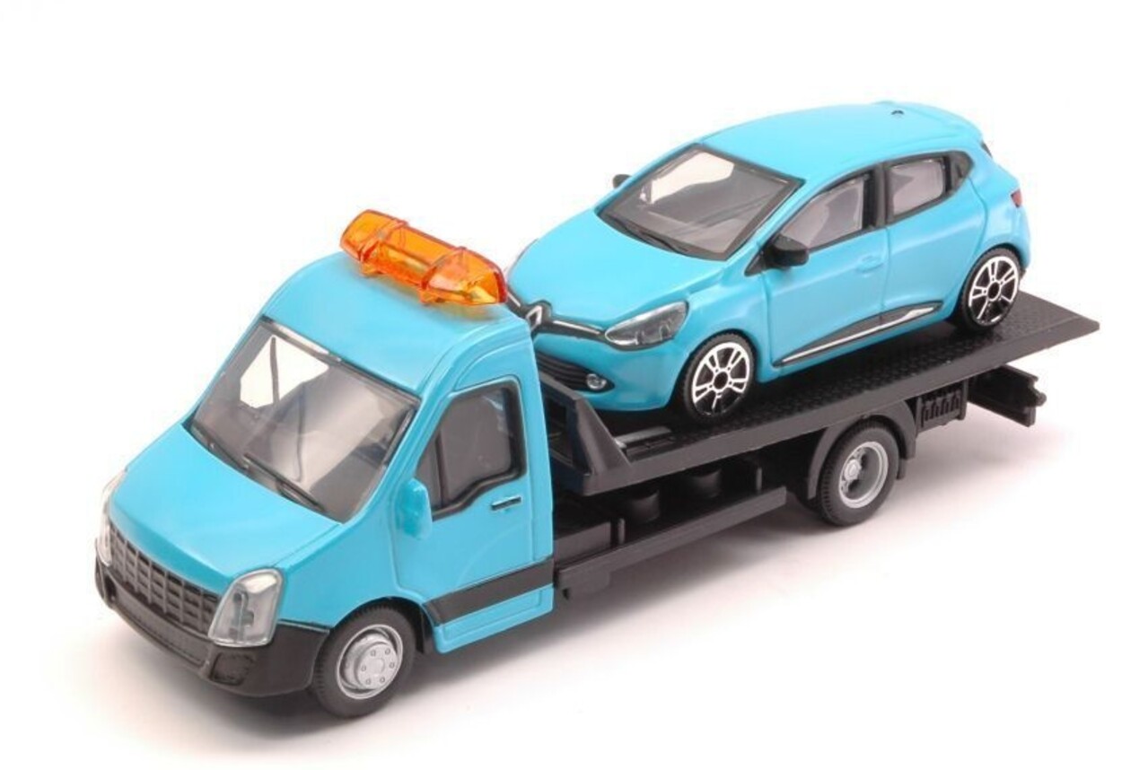 Car Transporter Flatbed Car Transporter + Renault Clio - 1:43 - Bburago Car Transporter Flatbed Car Transporter + Renault Clio - 1:43 - Bburago