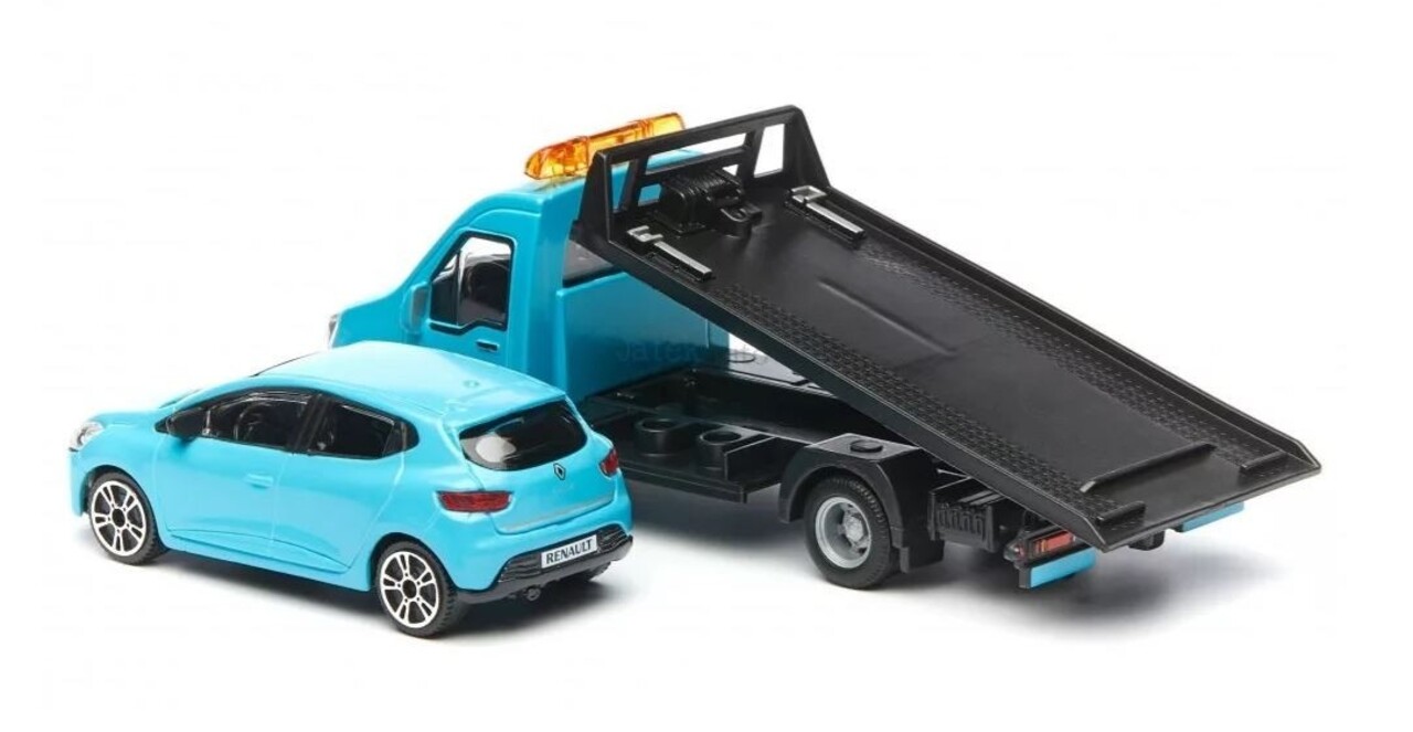 Car Transporter Flatbed Car Transporter + Renault Clio - 1:43 - Bburago Car Transporter Flatbed Car Transporter + Renault Clio - 1:43 - Bburago