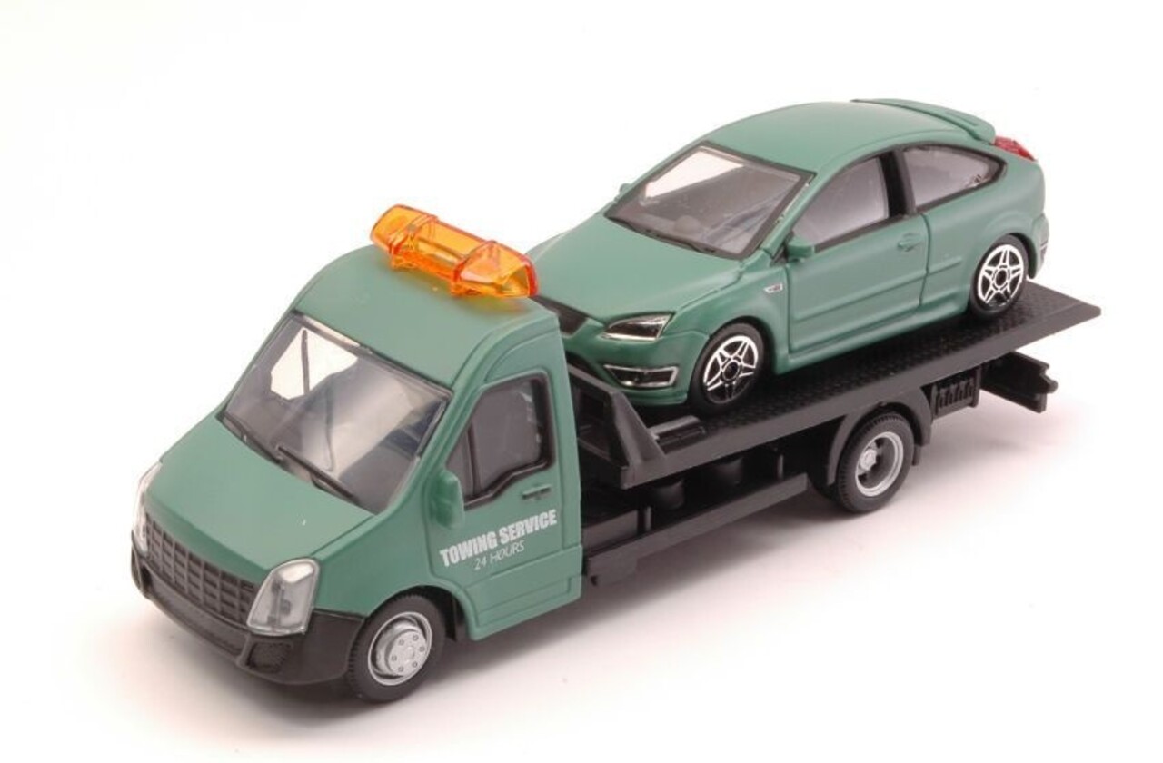 Car Transporter Flatbed Car Transporter + Ford Focus ST - 1:43 - Bburago Car Transporter Flatbed Car Transporter + Ford Focus ST - 1:43 - Bburago