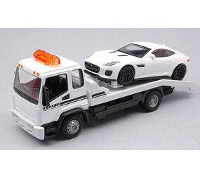 Tow Truck Flatbed Tow Truck/ Car Transporter + Jaguar F-Type - 1:43 - Bburago Tow Truck Flatbed Tow Truck/ Car Transporter + Jaguar F-Type - 1:43 - Bburago
