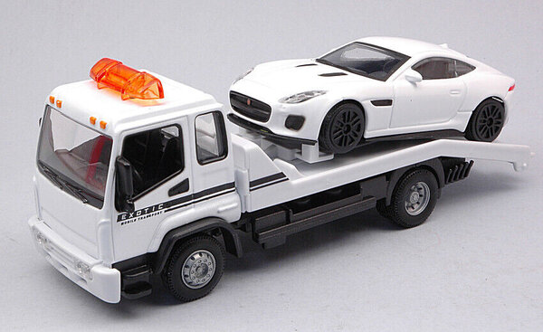 Tow Truck Flatbed Tow Truck/ Car Transporter + Jaguar F-Type - 1:43 - Bburago Tow Truck Flatbed Tow Truck/ Car Transporter + Jaguar F-Type - 1:43 - Bburago