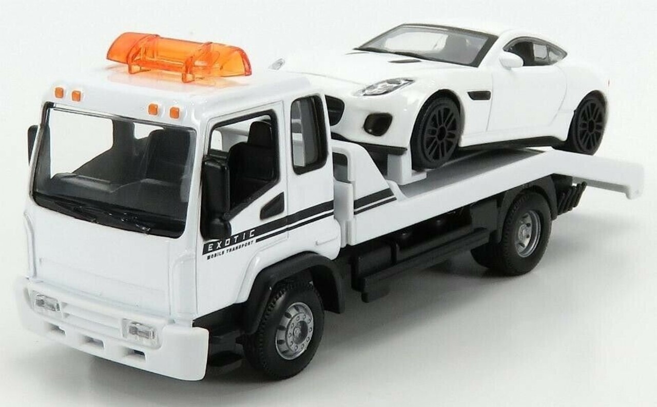 Tow Truck Flatbed Tow Truck/ Car Transporter + Jaguar F-Type - 1:43 - Bburago Tow Truck Flatbed Tow Truck/ Car Transporter + Jaguar F-Type - 1:43 - Bburago