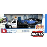 Car Transporter Flatbed Car Transporter + Bugatti Chiron - 1:43 - Bburago Car Transporter Flatbed Car Transporter + Bugatti Chiron - 1:43 - Bburago