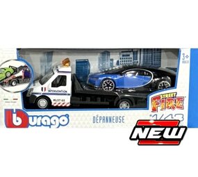 Car Transporter Flatbed Car Transporter + Bugatti Chiron - 1:43 - Bburago Car Transporter Flatbed Car Transporter + Bugatti Chiron - 1:43 - Bburago