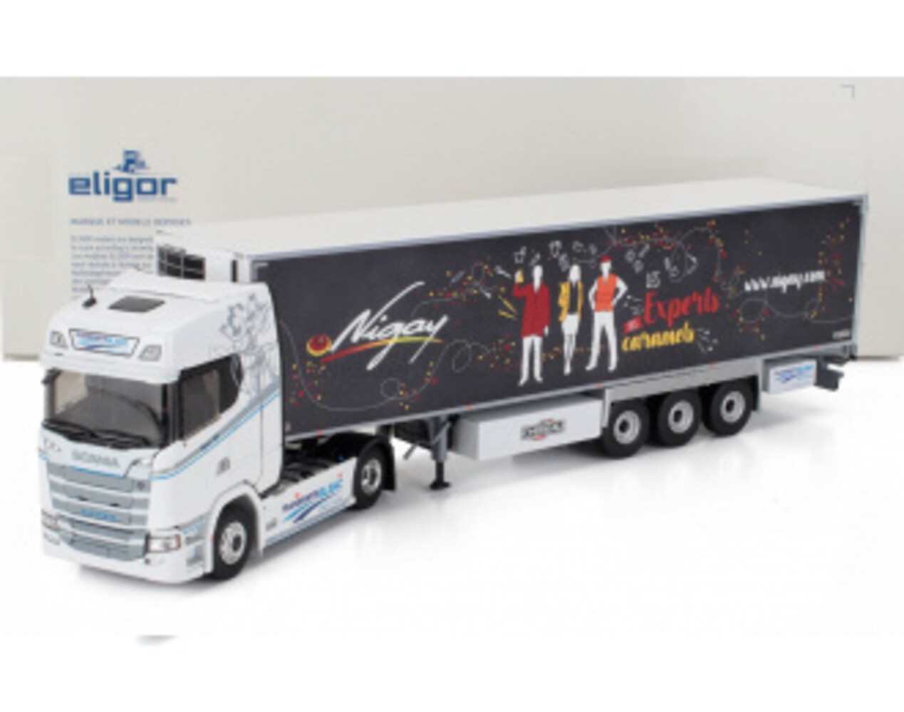 Renault Scania S500 Tractor 4x2 + Semi Reefer Trailer 3 Axle 'Blanc Transports' 2022 - 1:43 - Eligor Renault Scania S500 Tractor 4x2 + Semi Reefer Trailer 3 Axle 'Blanc Transports' 2022 - 1:43 - Eligor