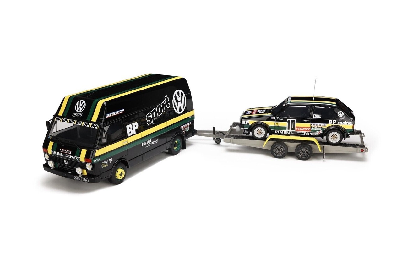 Volkswagen Volkswagen LT35 + Golf GTi MK1 Gr.2 1978 + Trailer - 1:18 - Otto Mobile Models