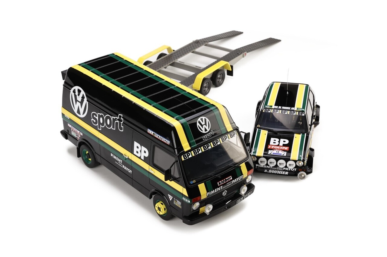 Volkswagen Volkswagen LT35 + Golf GTi MK1 Gr.2 1978 + Trailer - 1:18 - Otto Mobile Models