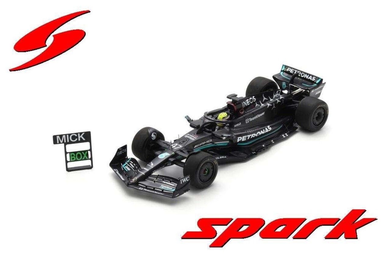 Fomule 1 Mercedes-Benz F1 #47 GP Spain 2023 Tyre Test M.Schumacher + Pit Board - 1:18 - Spark Fomule 1 Mercedes-Benz F1 #47 GP Spain 2023 Tyre Test M.Schumacher + Pit Board - 1:18 - Spark