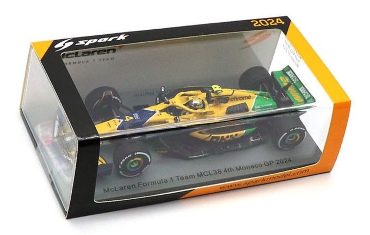 Formule 1 McLaren MCL38 #4 4th GP Monaco 2024 (L.Norris) + Pit Board - 1:43 - Spark Formule 1 McLaren MCL38 #4 4th GP Monaco 2024 (L.Norris) + Pit Board - 1:43 - Spark