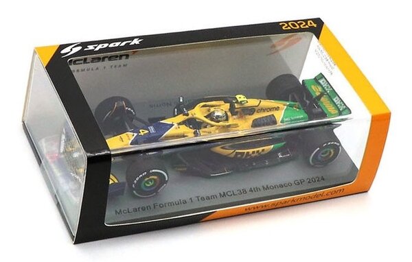 Formule 1 McLaren MCL38 #4 4th GP Monaco 2024 (L.Norris) + Pit Board - 1:43 - Spark Formule 1 McLaren MCL38 #4 4th GP Monaco 2024 (L.Norris) + Pit Board - 1:43 - Spark