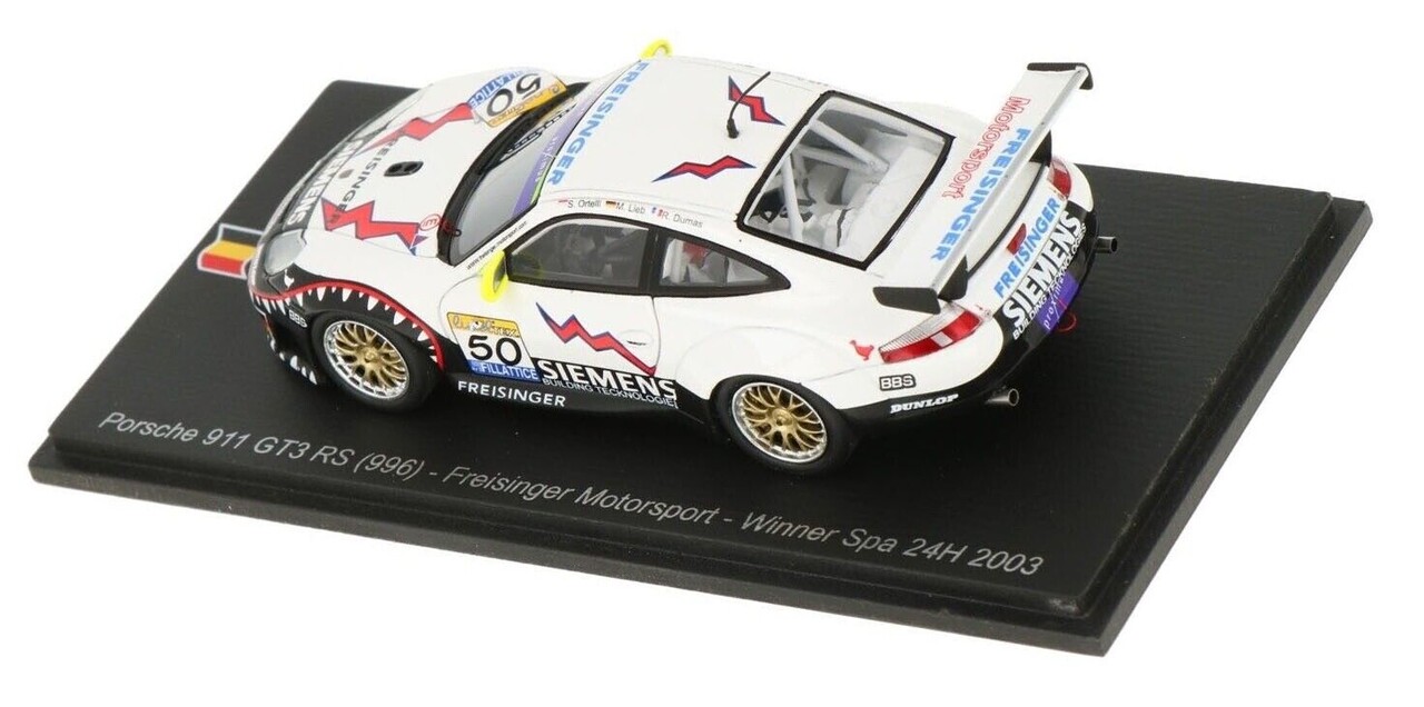 Porsche Porsche 911/996 GT3 RSR #50 Freisinger Motorsport Winner 24H Spa 2003 - 1:43 - Spark Porsche Porsche 911/996 GT3 RSR #50 Freisinger Motorsport Winner 24H Spa 2003 - 1:43 - Spark