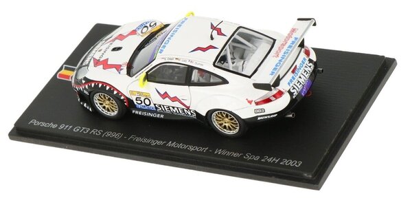 Porsche Porsche 911/996 GT3 RSR #50 Freisinger Motorsport Winner 24H Spa 2003 - 1:43 - Spark Porsche Porsche 911/996 GT3 RSR #50 Freisinger Motorsport Winner 24H Spa 2003 - 1:43 - Spark