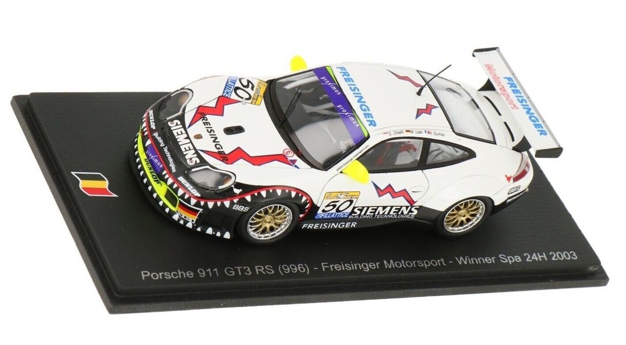 Porsche Porsche 911/996 GT3 RSR #50 Freisinger Motorsport Winner 24H Spa 2003 - 1:43 - Spark Porsche Porsche 911/996 GT3 RSR #50 Freisinger Motorsport Winner 24H Spa 2003 - 1:43 - Spark