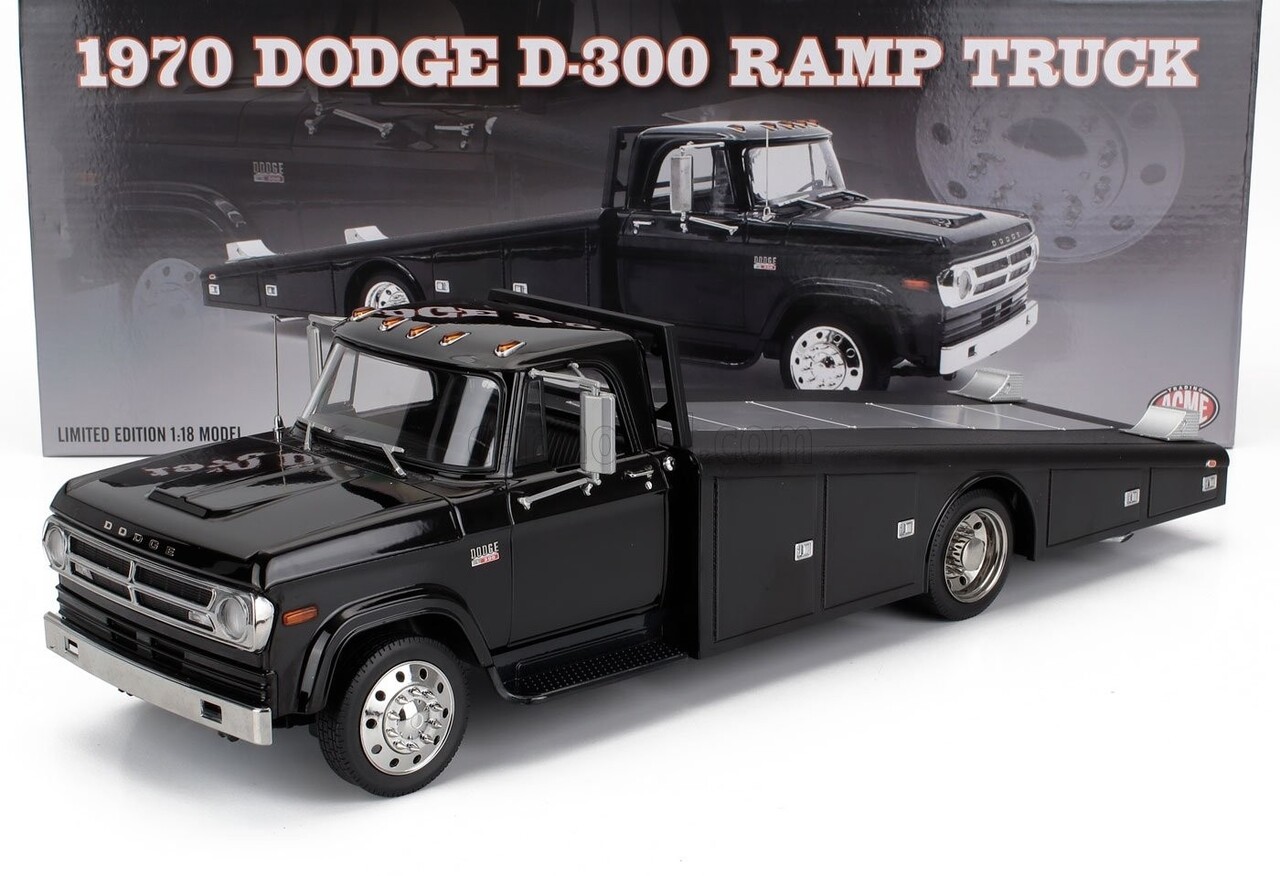 Dodge Dodge D-300 Ramp Truck Car Transporter 1970 (Tucker Wheels) - 1:18 - ACME Dodge Dodge D-300 Ramp Truck Car Transporter 1970 (Tucker Wheels) - 1:18 - ACME